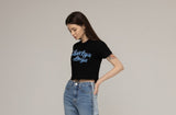 Ribbon Typo Heart Crop Short Sleeve Tee