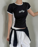 Sporty Star Printing Color Matching Short Sleeve