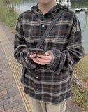 [unisex] Dokoe Check String Over Hood Shirt