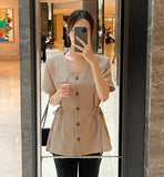 Karey Linen Strap Short Sleeve Blouse Jacket