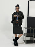 Gross cut washed leather jacket