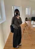 Linen round knit cardigan