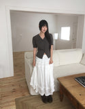 Use Stripe Puff Collar Short Sleeve Blouse