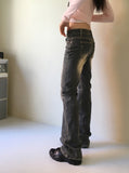 Noi Vintage Washing Low-Rise Long Bootcut Denim Pants