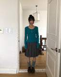 Lahae Pleated Check Midi Skirt
