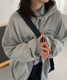 Melka Heart Printing Hood Zip-Up