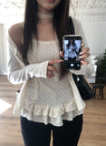 Gren Dot Frill Cardigan Sleeveless Set