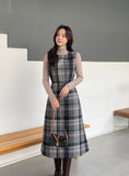 Mediz Wool Check A-line Vest Long One Piece