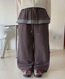 Pretz Banding String Check Frill Layered Skirt Pants