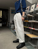Breeze one-tuck cotton wide pants