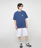Flower Smile Logo Embroidery Pigment Short Sleeve T-shirt