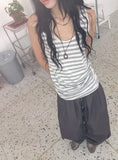 Casane Round Layered Stripe Long Sleeveless