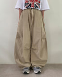 [unisex] Bitmottle Curved Banding Balloon Wide Pants