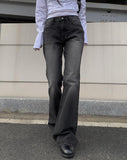Tabi Black Denim Washing Bootcut Denim Pants