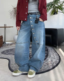 Pet Curved Button Denim Pants