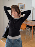 Celti Color Matching Layered All-in-one Long Sleeve T-Shirt