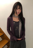 BL Button Point Ribbed Slim Cardigan