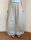 [unisex] Shiol Rivet Banding Nylon Wide Pants
