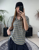 Roan Striped Henley Neck Short Sleeve Tee