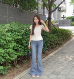 Cooling Hip Padded Low-Rise Stretch Summer Bootcut Denim Pants