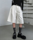 [U-BASIC] Lin Pintuck Cotton Bermuda Pants