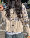Buffy Nordic Vintage High Neck Knit Cardigan