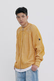 TWO TONE HEAVY KNIT ZIP UP
