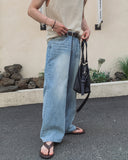 Ice Washed Wide Denim Pants