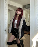 Dozen Rivet Raccoon Fur Hooded Padding