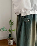 Beple Snap Button Banding Denim Balloon Wide Pants