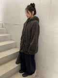 Handal Boucle Half Hood Fur Jacket