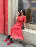 Heidi Zanflower Shirring Chiffon Long One Piece