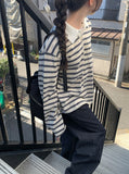 Deer Stripe Collar Overfit T-shirt