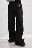 Band-layered low denim pants