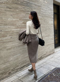 Modenin Gold Button Half-Neck Knit