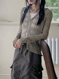Forea Two-Way Punching Over Fit Knit Hood Zip-up