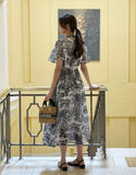 Aichoo Toile Chiffon Pattern String Long One Piece