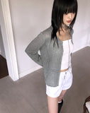 Siju see-through knit long-sleeved cardigan