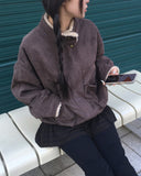 Rasi High Neck Fur Lining Zip-Up Suede Mustang Jacket