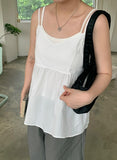 Peulnyu Shirring Flared Sleeveless Blouse