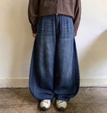 Gelott Stripe Carpenter Denim Balloon Wide Pants