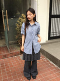 [BAONHAUS] Keinin Seersucker Check Short Sleeve Shirt