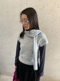 Nipped Hairy Muffler Short Sleeve Knit