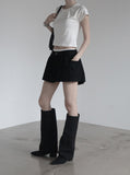 Double-waisted sagging mini skirt