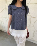Puren Double-Button Short-Sleeve Blouse