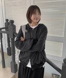 Teben two-way stripe hood zip-up