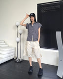 Ct Side Snap Button Nylon Half-Length Bermuda Pants