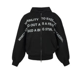 lettering hoodie zip-up