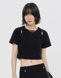 SLIT DETAIL CROP TEE SHIRT