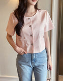 Meble Round Short Sleeve Tweed Jacket